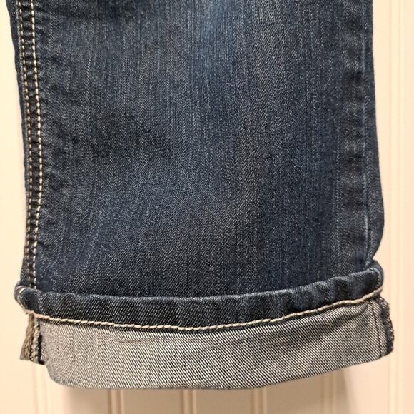 Earl Capri Jeans Womens 12 Blue Dark Stretch Denim Mid Rise Cuffed Thick Stitch - Picture 6 of 13